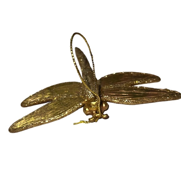 GOLD GLITTER DRAGONFLY ORNAMENT - Picture 3 of 5